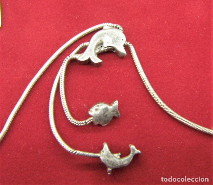 Joyeria: Gargantilla de plata con dos delfines y un pez - Foto 2