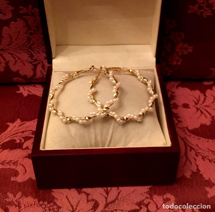 Joyeria: ARGOLLAS CHAPADAS EN ORO CON PERLAS - 9 GRAMOS. - Foto 1