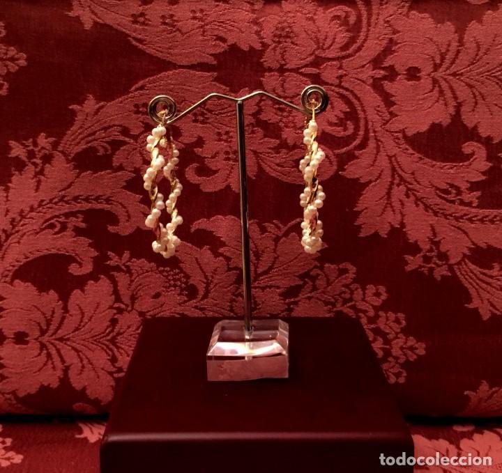 Joyeria: ARGOLLAS CHAPADAS EN ORO CON PERLAS - 9 GRAMOS. - Foto 4