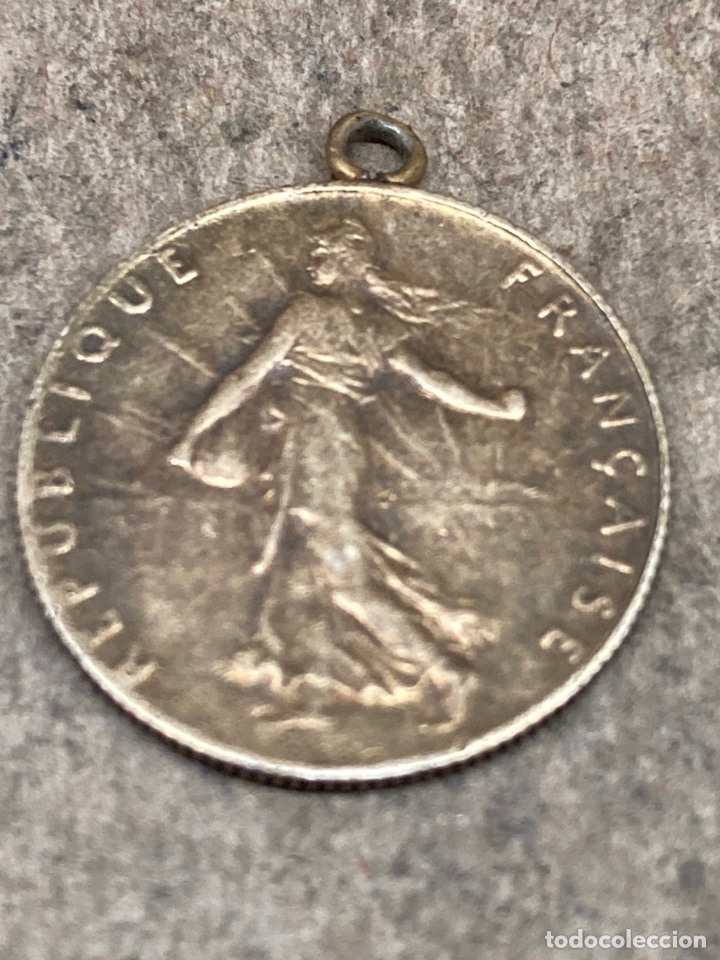 Joyeria: Colgante Moneda de plata 50 centimes 1918 - Foto 2