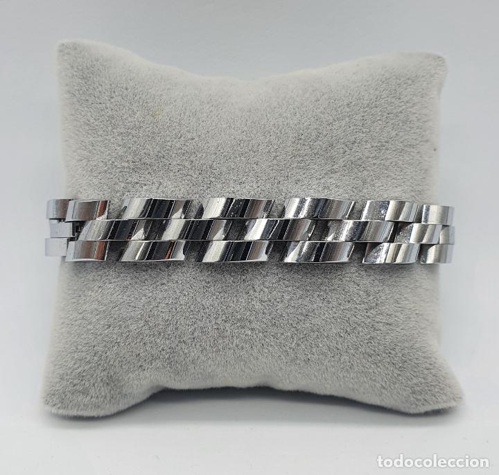 Jewelry: Original brazalete de caballero de dise&ntilde;o en eslabones de acero inoxidable .