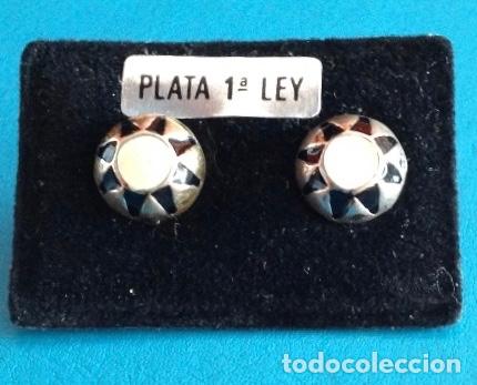 Joyeria: PENDIENTES VINTAGE PLATA DE LEY. ESMALTE. - Foto 1