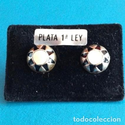 Joyeria: PENDIENTES VINTAGE PLATA DE LEY. ESMALTE. - Foto 2