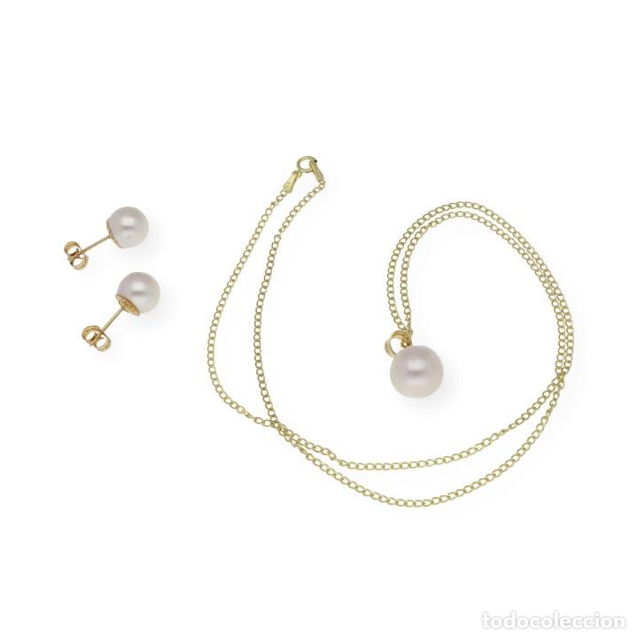 Joyeria: Conjunto de pendientes y collar de oro de ley y perlas akoya - Foto 6 - 228251610
