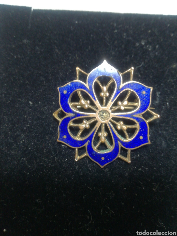Joyeria: Broche antiguo dorado con esmalte - Foto 2