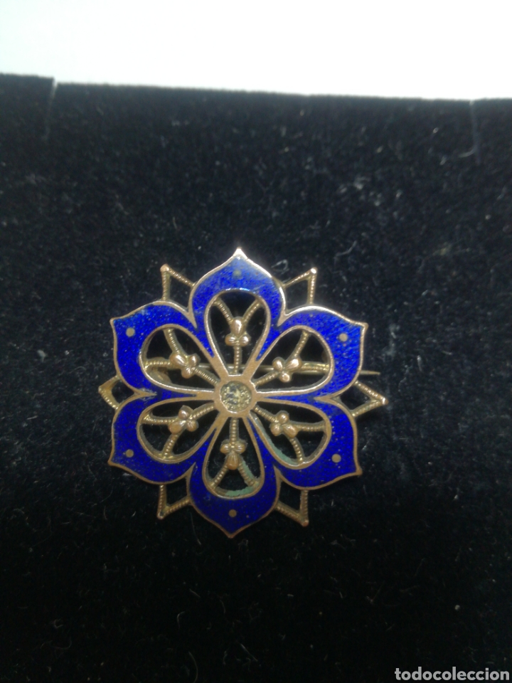 Joyeria: Broche antiguo dorado con esmalte - Foto 1