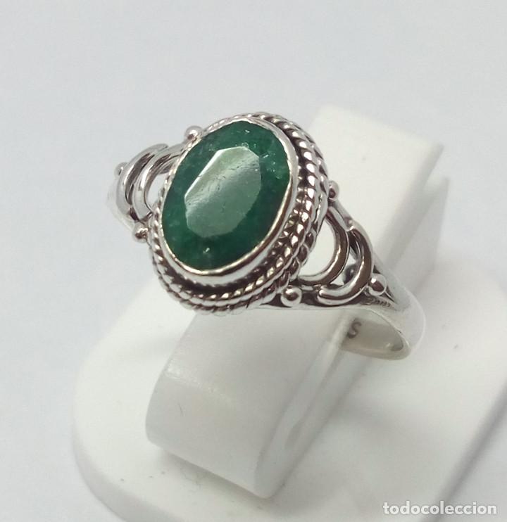 Joyeria: ANILLO DE PLATA DE LEY CON ESMERALDA - TALLA 14 - Foto 1