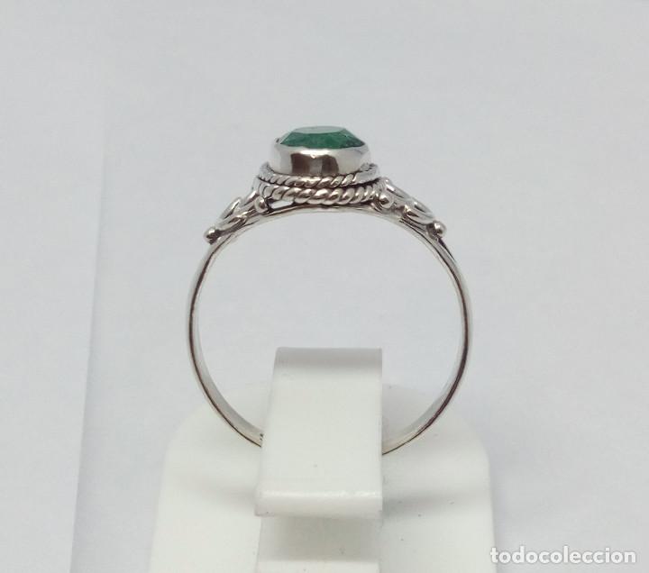 Joyeria: ANILLO DE PLATA DE LEY CON ESMERALDA - TALLA 14 - Foto 5