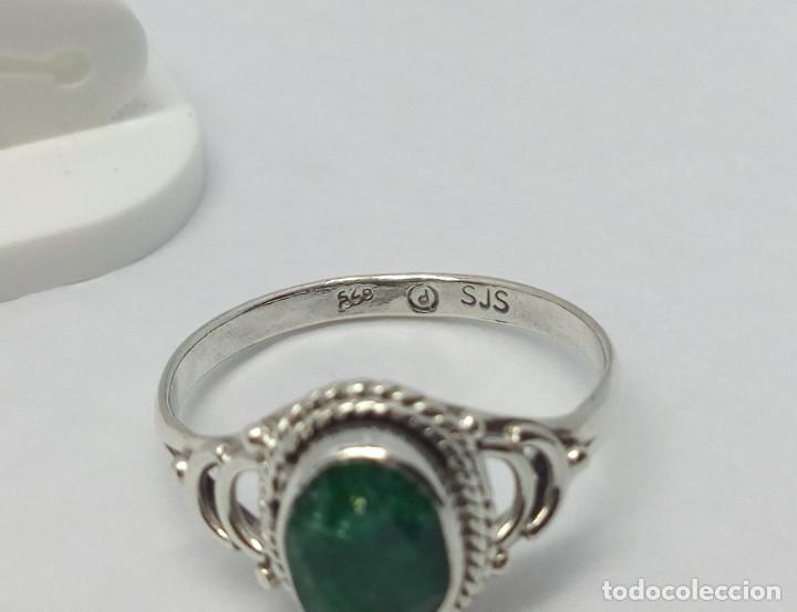 Joyeria: ANILLO DE PLATA DE LEY CON ESMERALDA - TALLA 14 - Foto 6