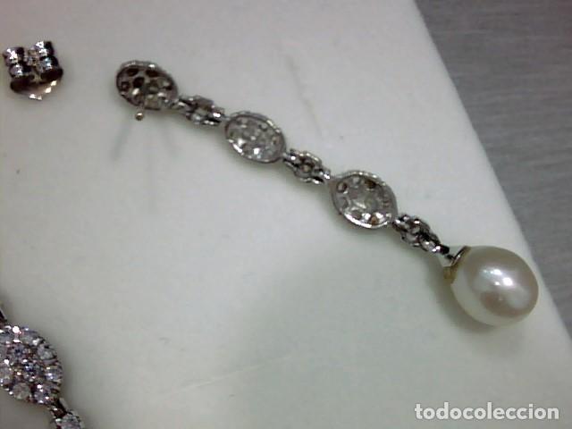 Joyeria: pendientes oro blanco 18 kts y circonitas - Foto 2