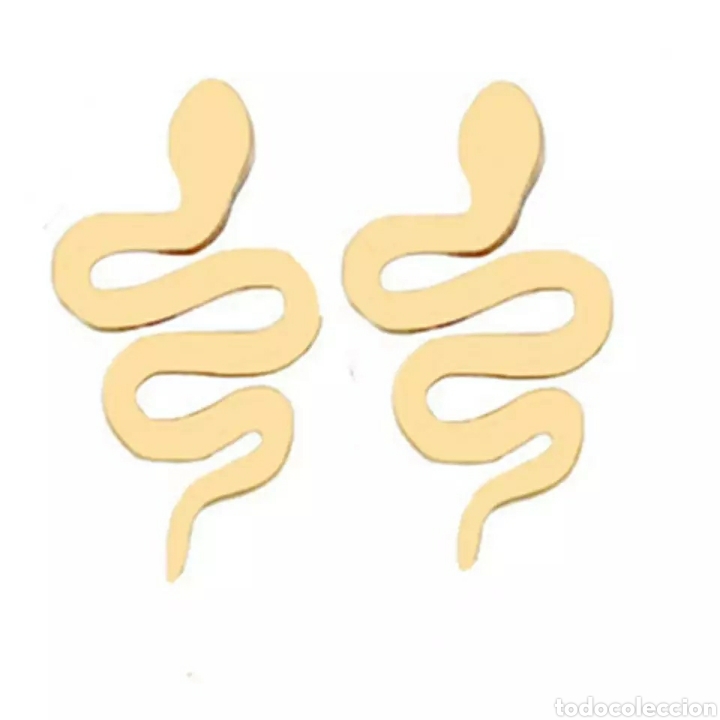 Joyeria: BONITOS PENDIENTES DE ACERO Y ORO EN FORMA DE SERPIENTE - Foto 1