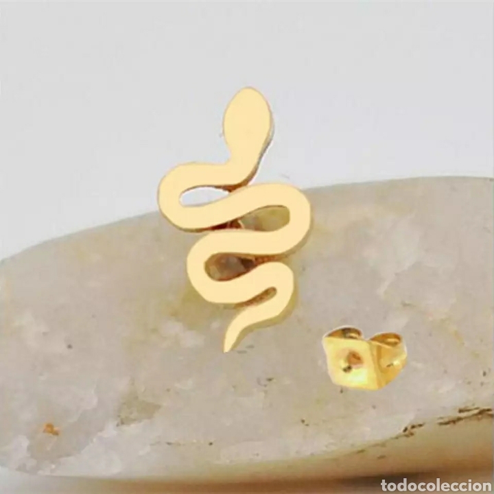 Joyeria: BONITOS PENDIENTES DE ACERO Y ORO EN FORMA DE SERPIENTE - Foto 3