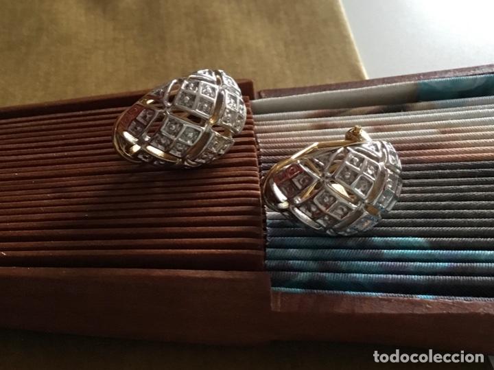 Joyeria: PENDIENTES CON CIRCONIOS CHAPADO ORO. OMEGA - Foto 2