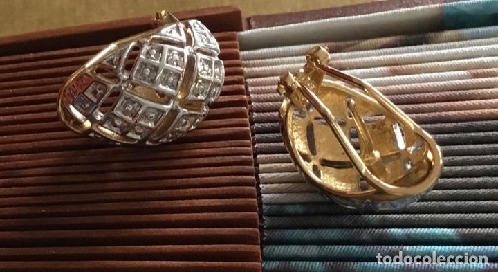 Joyeria: PENDIENTES CON CIRCONIOS CHAPADO ORO. OMEGA - Foto 3