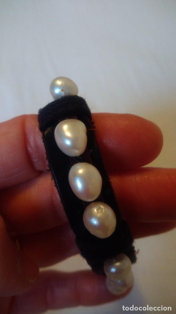 Joyeria: PULSERA DE PERLAS DE R&Iacute;O Y CUERO NEGRO - Foto 6