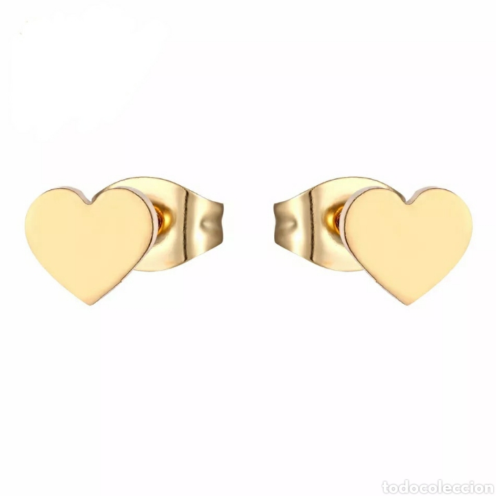 Joyeria: PRECIOSOS PENDIENTES DE ACERO Y ORO EN FORMA DE CORAZ&Oacute;N. REF S3 P CGP - Foto 1