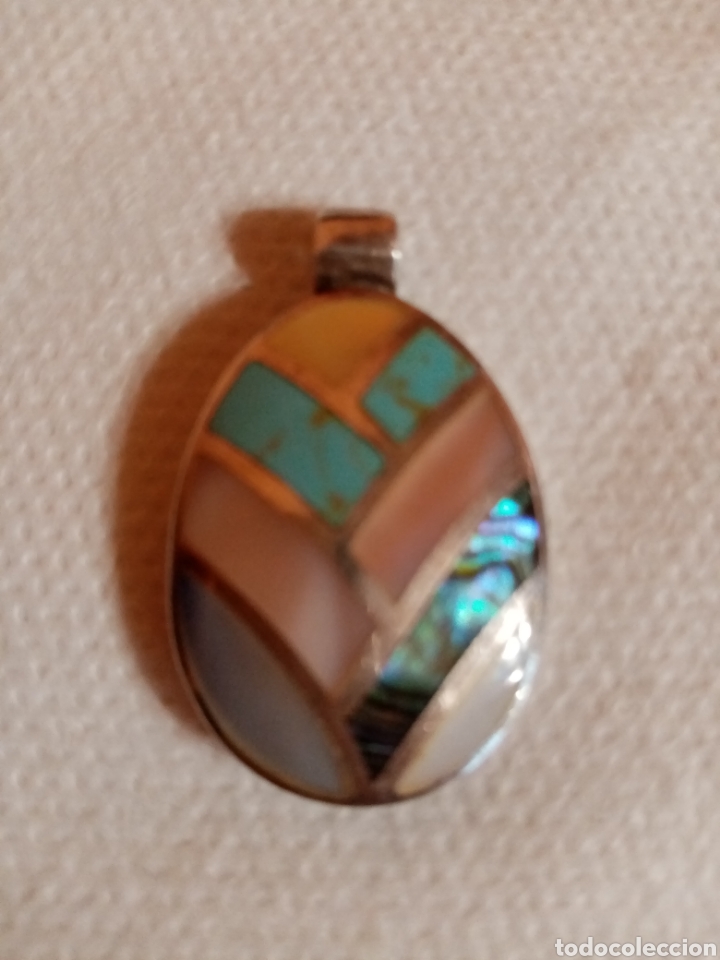 Joyeria: Colgante de plata n&aacute;car, turquesa, madreperla - Foto 2