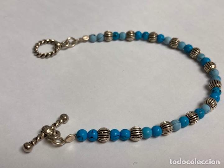 Joyeria: Pulsera de plata y turquesas reconstituidas - Foto 3