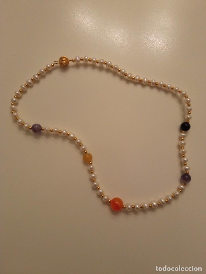 Joyeria: Collar perlas y bolas oro 14 Kl - Foto 1