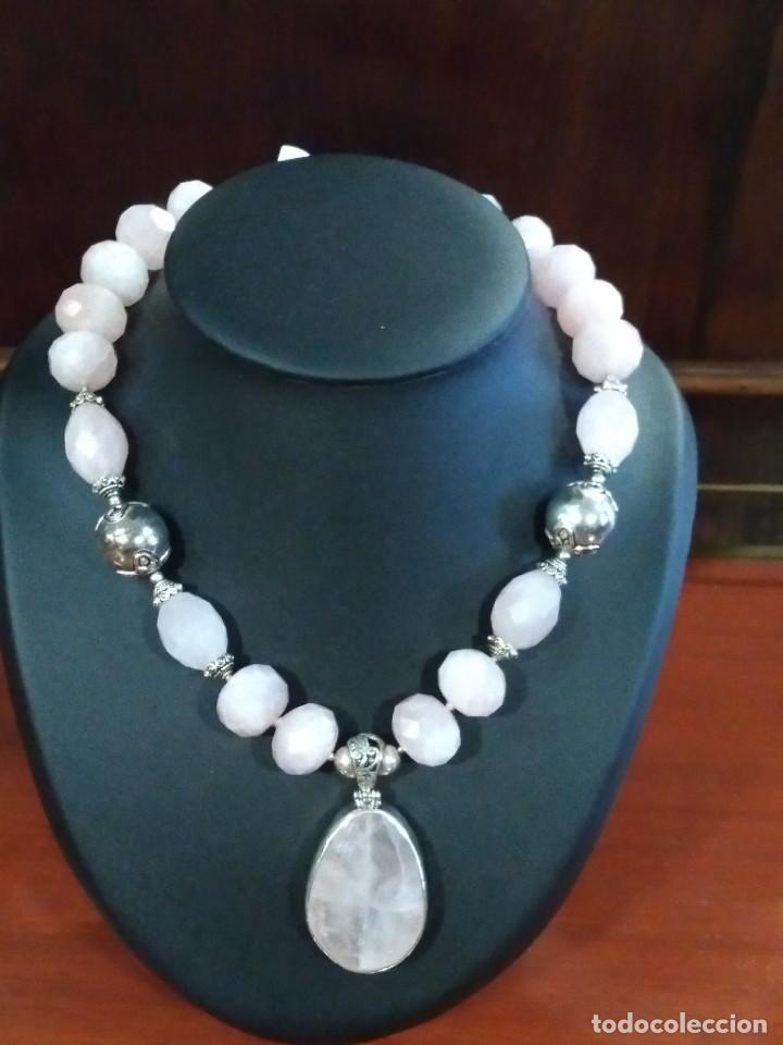 Joyeria: Collar de cuarzo rosa y plata ca3 - Foto 1
