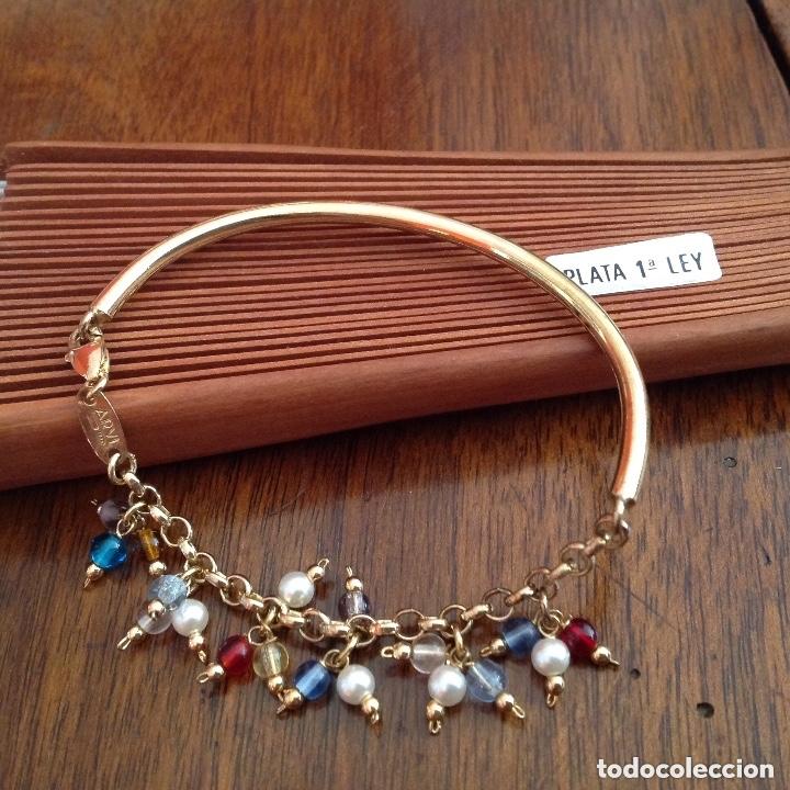 Joyeria: PULSERA DE PLATA DE LEY CHAPADA EN ORO. CRISTAL Y PERLAS. - Foto 2