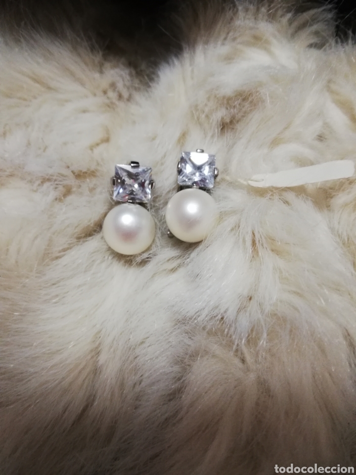 Joyeria: PENDIENTES PLATA Y PERLA CON CIRCONITA CUADRADA