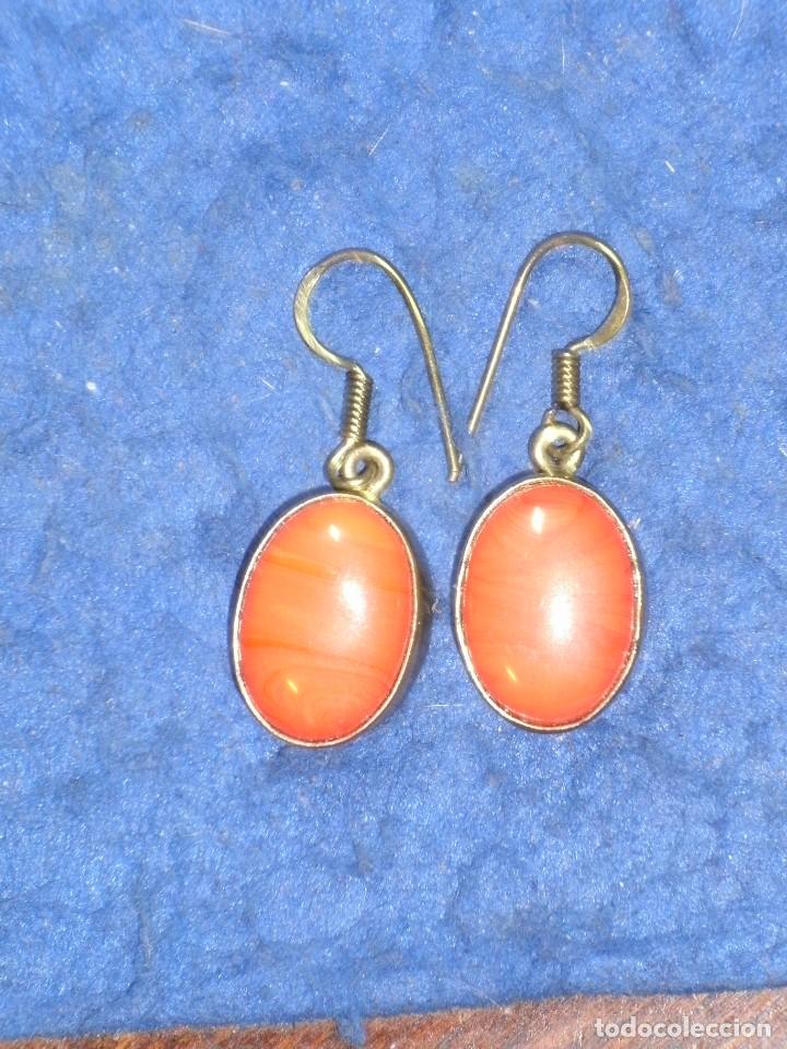 Joyeria: PENDIENTES DE OPALINA ANARANJADA IMITANDO A CORAL,VINTAGE. - Foto 1