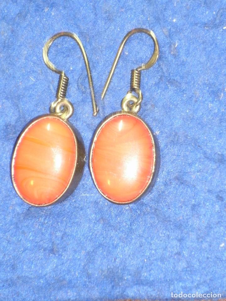 Joyeria: PENDIENTES DE OPALINA ANARANJADA IMITANDO A CORAL,VINTAGE. - Foto 2