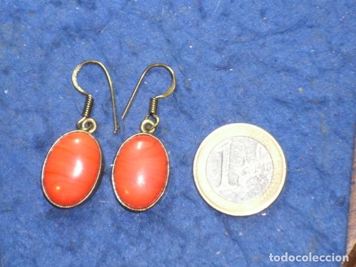 Joyeria: PENDIENTES DE OPALINA ANARANJADA IMITANDO A CORAL,VINTAGE. - Foto 3