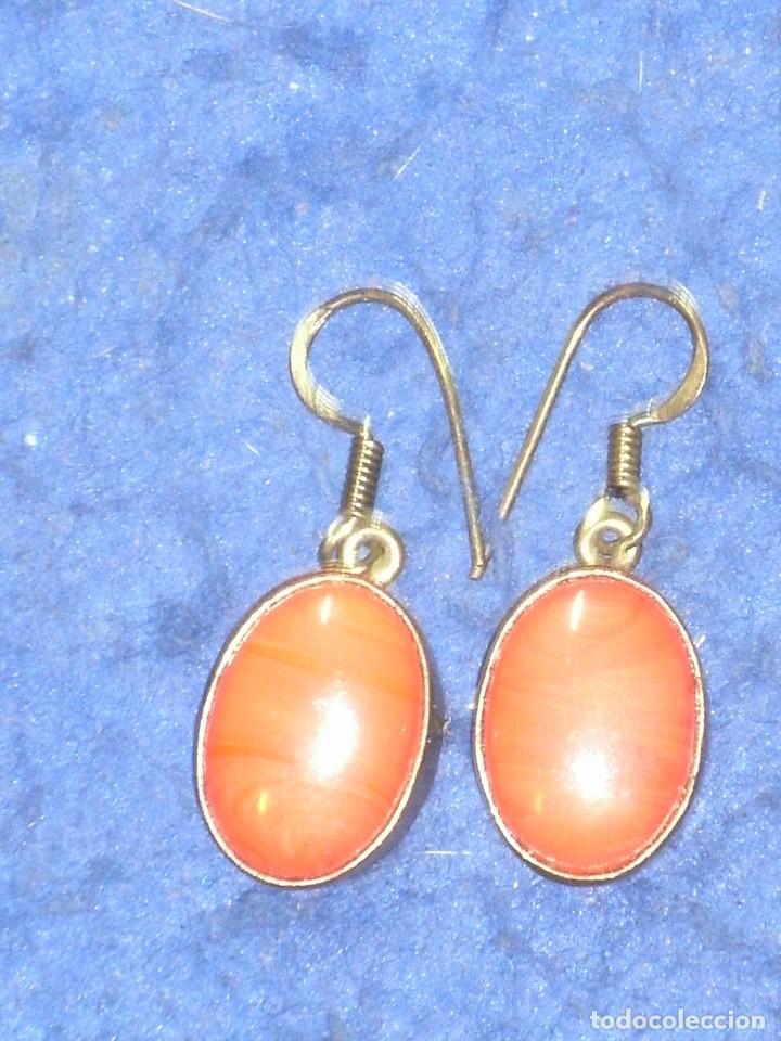 Joyeria: PENDIENTES DE OPALINA ANARANJADA IMITANDO A CORAL,VINTAGE. - Foto 4