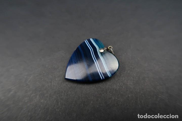 Joyeria: Antiguo Colgante Corazon Agata Azul - Foto 5
