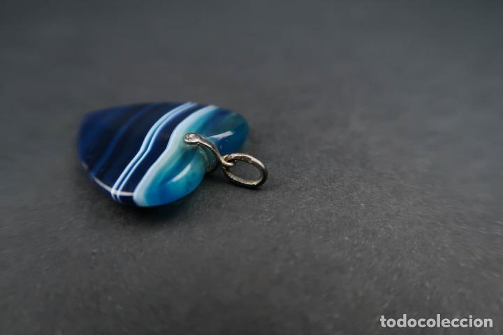Joyeria: Antiguo Colgante Corazon Agata Azul - Foto 7