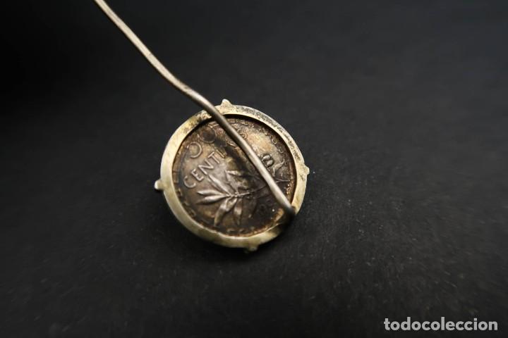Joyeria: Antiguo Broche de Aguja con Moneda - Foto 8