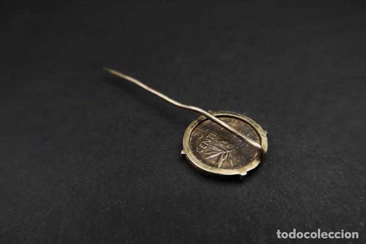 Joyeria: Antiguo Broche de Aguja con Moneda - Foto 9