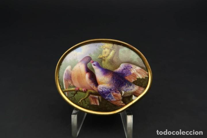 Joyeria: Antiguo Broche de Porcelana Pintada - Foto 1