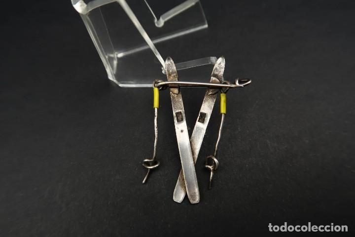 Joyeria: Antiguo Broche Forma Esquis - Foto 5