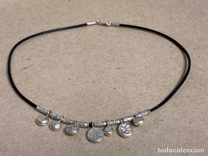 Joyeria: Gargantilla de plata y cuerda de piel - Foto 1