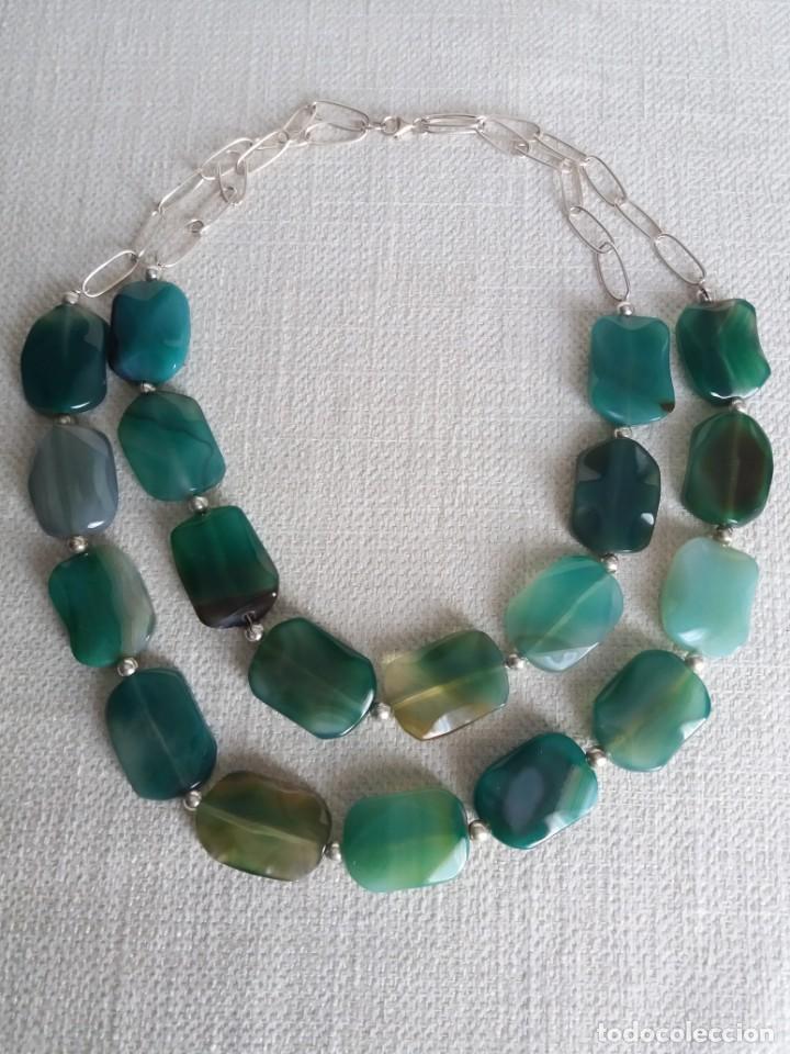 Joyeria: COLLAR DOBLE AGATAS NATURALES Y PLATA DE LEY. NUEVO - Foto 3