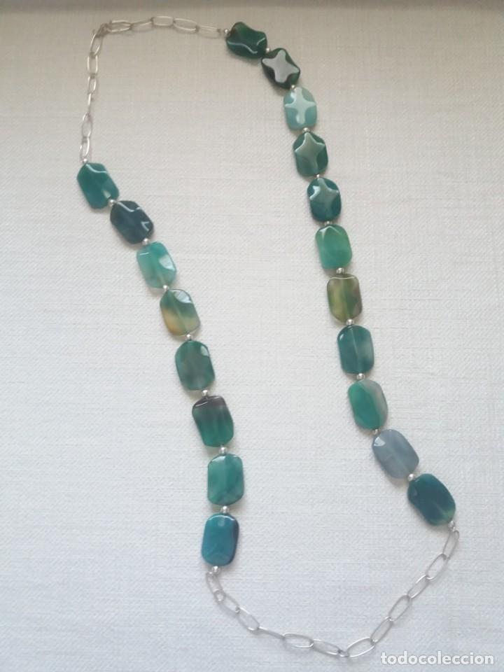 Joyeria: COLLAR DOBLE AGATAS NATURALES Y PLATA DE LEY. NUEVO - Foto 4