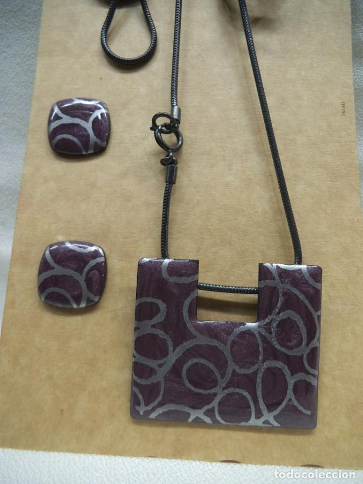 Joyeria: MEDALL&Oacute;N Y PENDIENTES ( ESMALTE - MORADO ) - Foto 1
