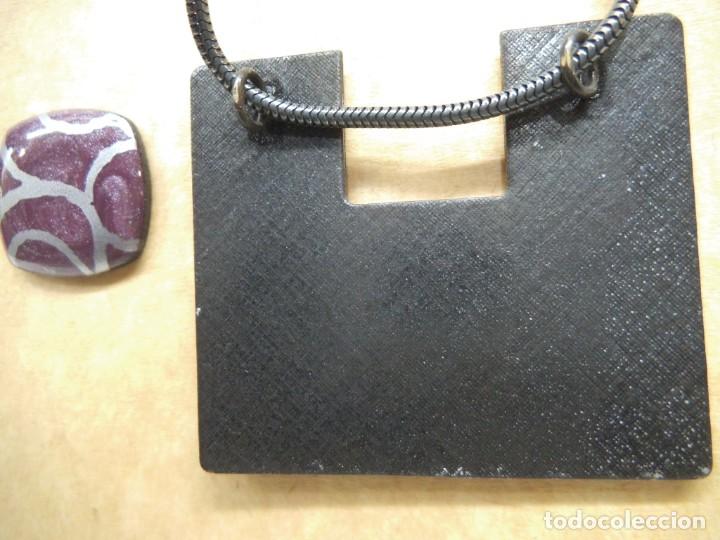 Joyeria: MEDALL&Oacute;N Y PENDIENTES ( ESMALTE - MORADO ) - Foto 4