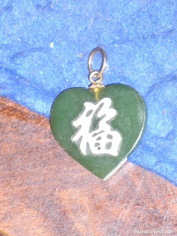 Joyeria: COLGANTE CORAZON DE JADE VERDE,VINTAGE. - Foto 6