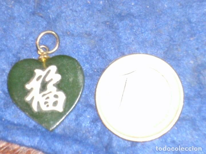 Joyeria: COLGANTE CORAZON DE JADE VERDE,VINTAGE. - Foto 7