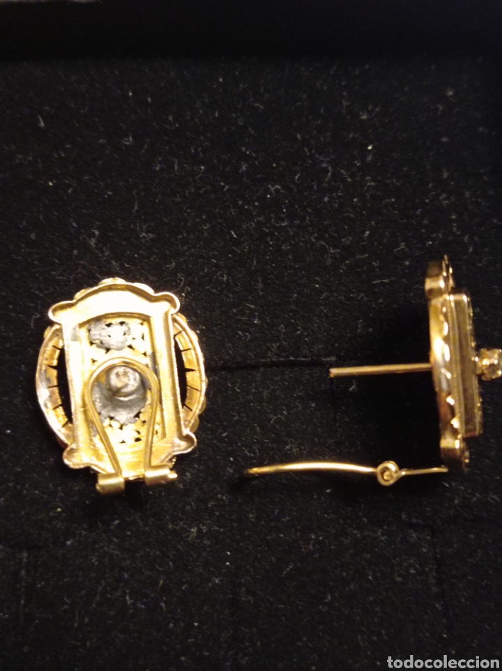 Joyeria: Pendientes antiguos d&eacute; oro y diamantes - Foto 2