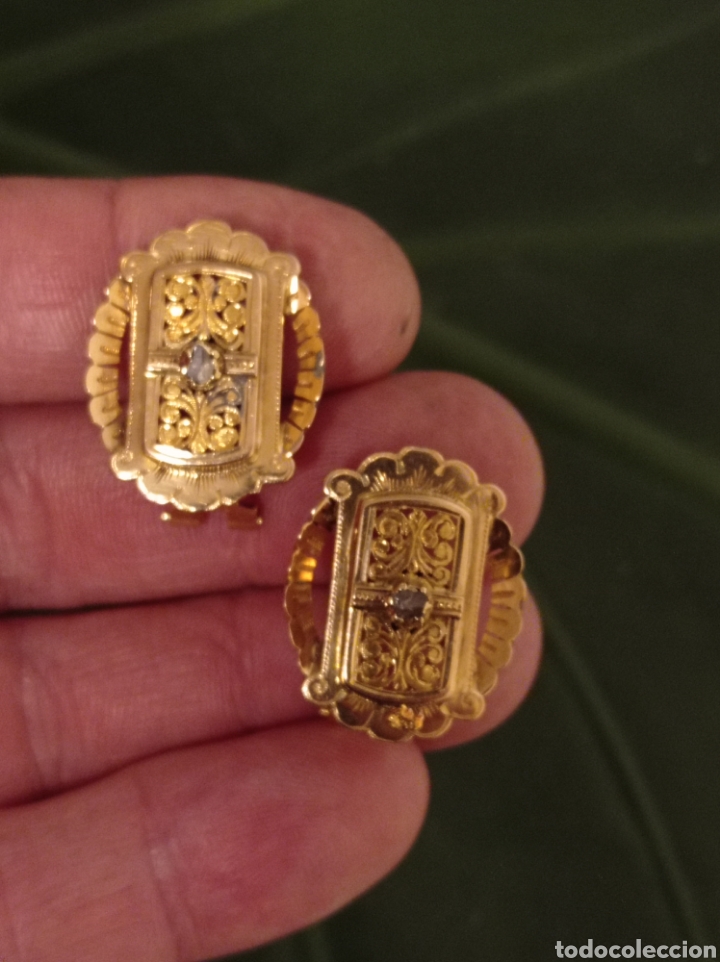 Joyeria: Pendientes antiguos d&eacute; oro y diamantes - Foto 3