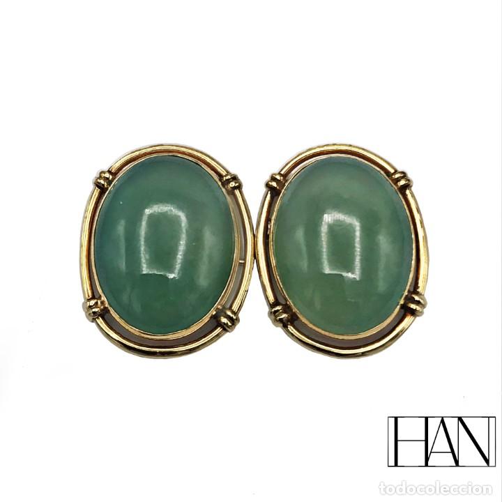 Joyeria: Pendientes de Jade y oro 14k Gold Earrings Jade