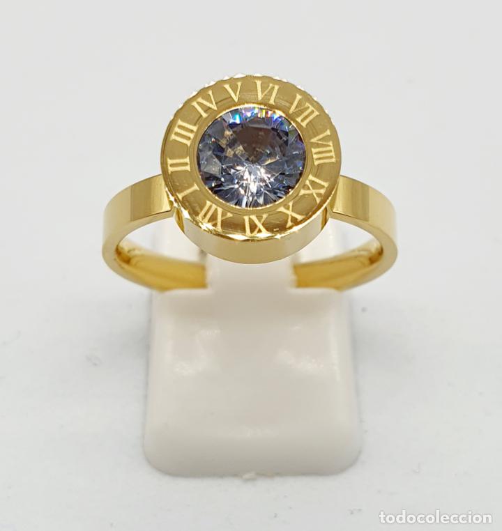 Joyeria: Elegante y original anillo de acero chapado en oro de 18k, con cuatro piedras diferentes . - Foto 7 - 241487425