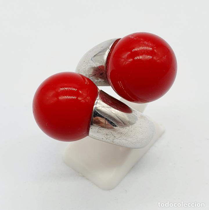 Joyeria: Sofisticado y original anillo en plata de ley maciza con perlas en símil de coral . - Foto 2 - 241488720