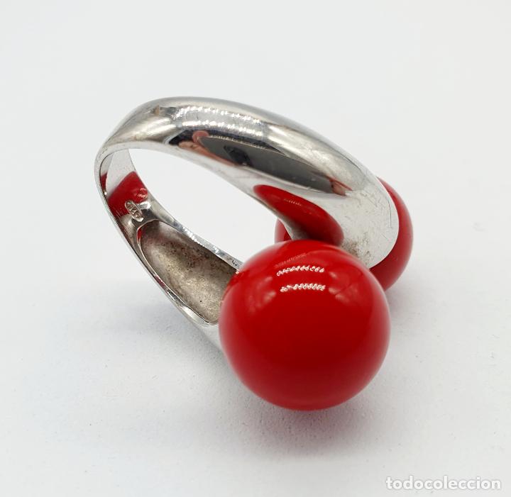Joyeria: Sofisticado y original anillo en plata de ley maciza con perlas en símil de coral . - Foto 5 - 241488720