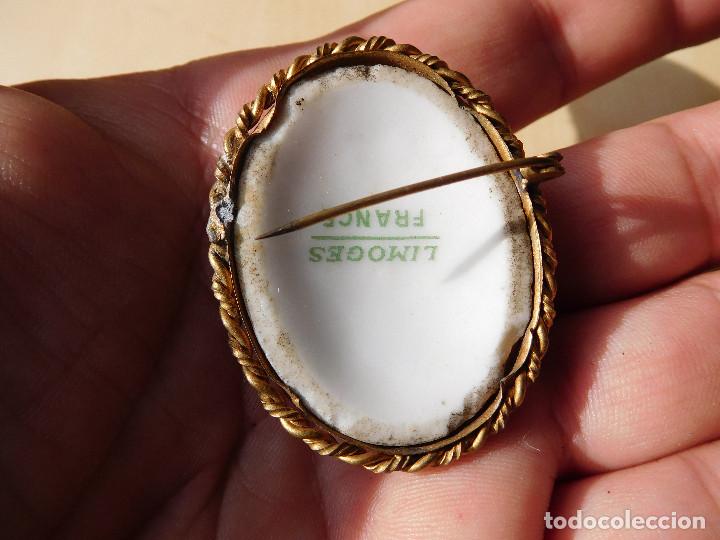 Joyeria: Broche antiguo esmalte de Limoges flor - Foto 4